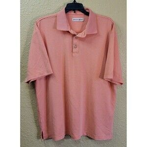 Jamaica Jaxx Polo Shirt Men Large Coral Striped Polo Short Sleeve Casual Golf